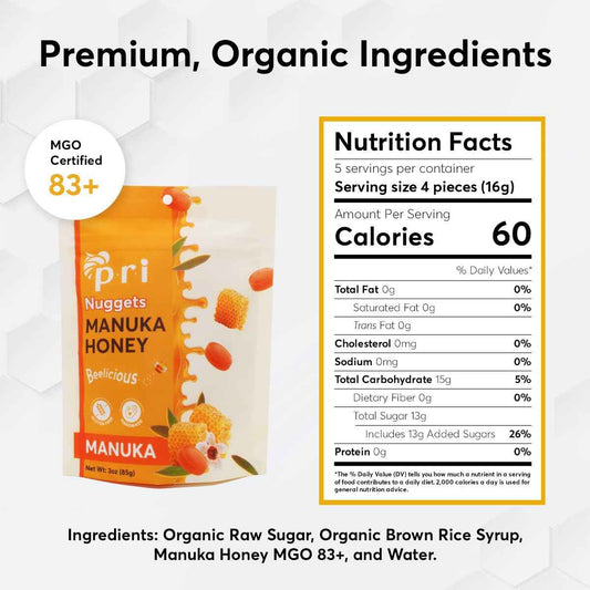 P.R.I Manuka Honey Nuggets – Lunchbox Safe Treat for Allergen Friendly After School Snacking
