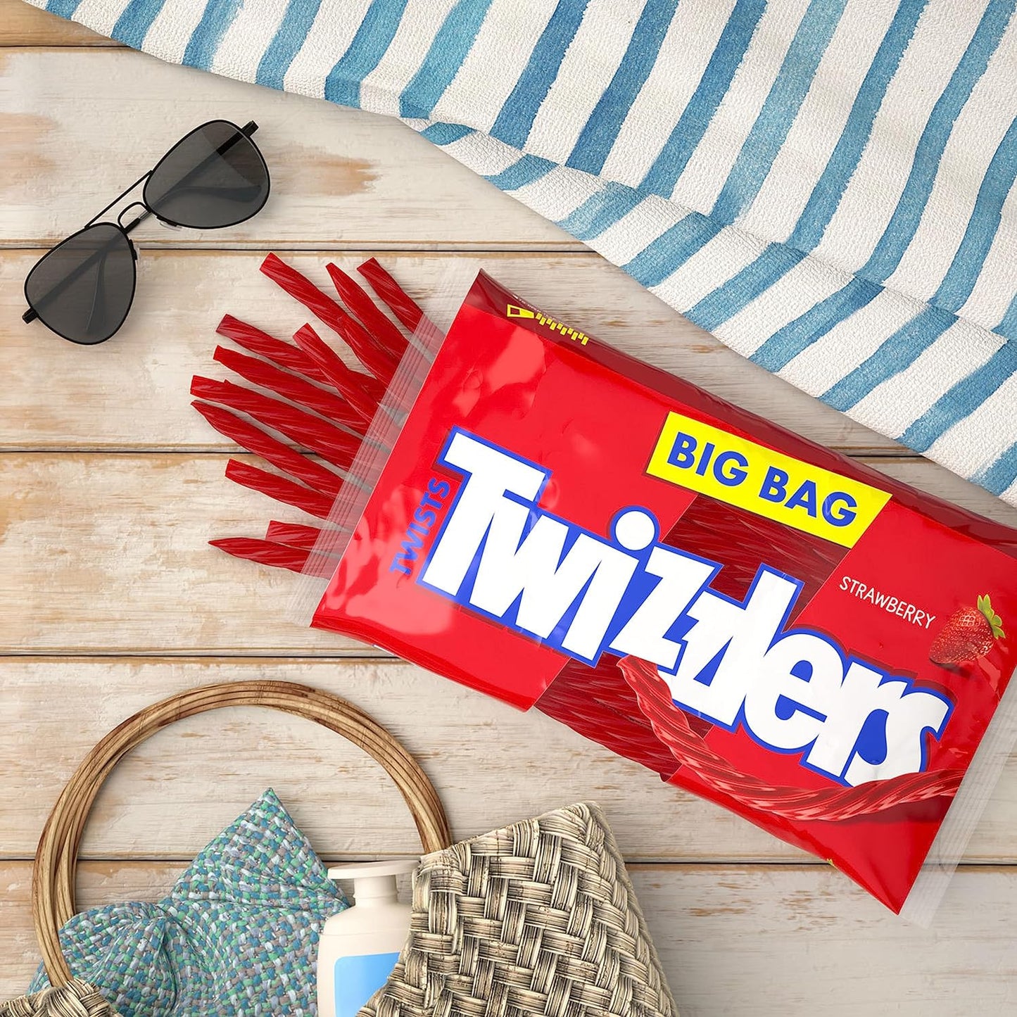 TWIZZLERS Twists Strawberry Candy Bag – Playroom Treat for Kids and Parents, 16 oz Resealable Pack