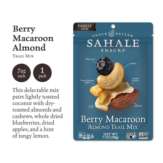 Sahale Snacks Berry Macaroon Almond Trail Mix – Mindful Office Snack for a Guilt-Free Workday Pick-Me-Up, 7 oz