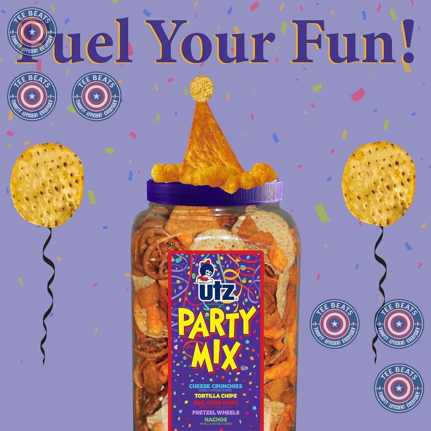 Utz 5-Flavor Snack Mix Barrel - Thoughtful Birthday Gift for Snack Lovers, Movie Buffs, and Party Hosts
