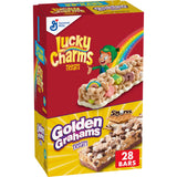 Golden Grahams Lucky Charms Breakfast Cereal Treat Bars – School Lunchbox Snack Pack for Kids, 28 Individually Wrapped Bars