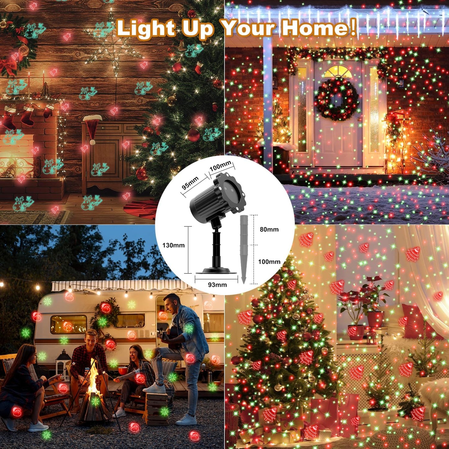 Wall Projection Holiday Lights for Cozy Home Atmosphere – LED Christmas Decor with Red and Green Moving Patterns