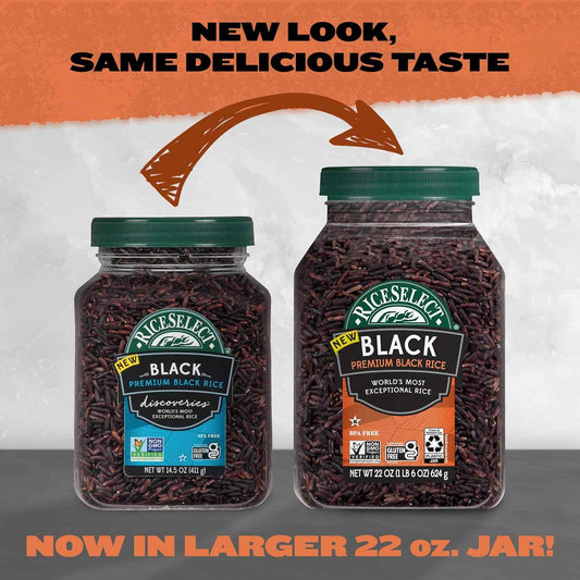 RiceSelect Black Rice — Premium Forbidden Rice in BPA-Free Jar for Elevated Home Dining