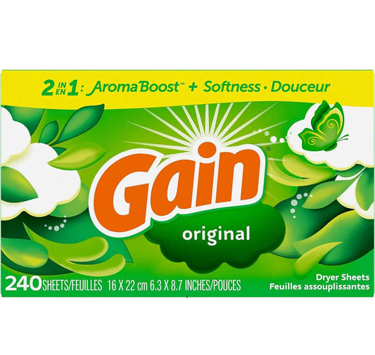 Gain Dryer Sheets Original – Calming Aromatherapy Laundry Refresh for Bath Towels and Sleepwear, 240 Count