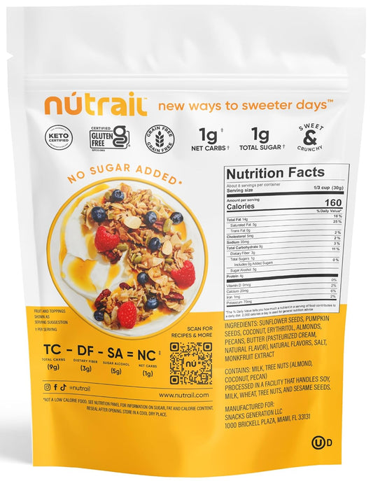 zero added sugar — sweetened with erythritol and monk fruit extract