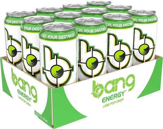 Bang Energy Lime Pop Drop – Sugar-Free Daily Wellness Drink for Mindful Calorie Counters, 16-Ounce Pack of 12