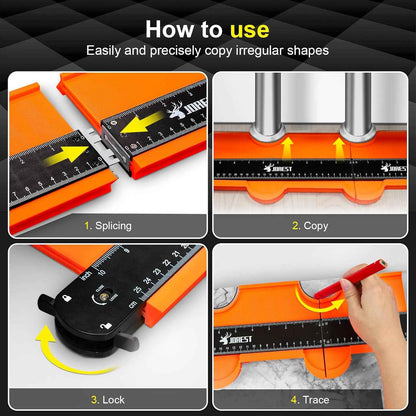 JOREST Connectable Contour Gauge (10+5 Inch) – Sleek Profile Tool for Installing Baseboards, Crown Molding, and Decorative Trim
