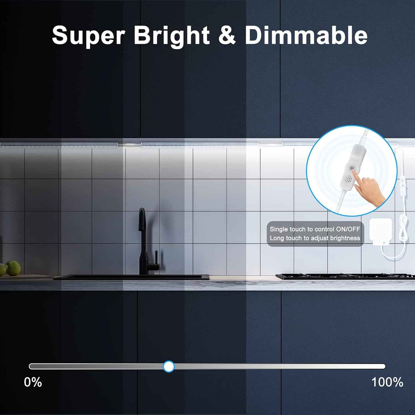 Maylit Under Cabinet LED Lights Plug in – Ultra Thin 0.25 Inch Profile for Modern Kitchen Aesthetic and Cozy Home Ambiance