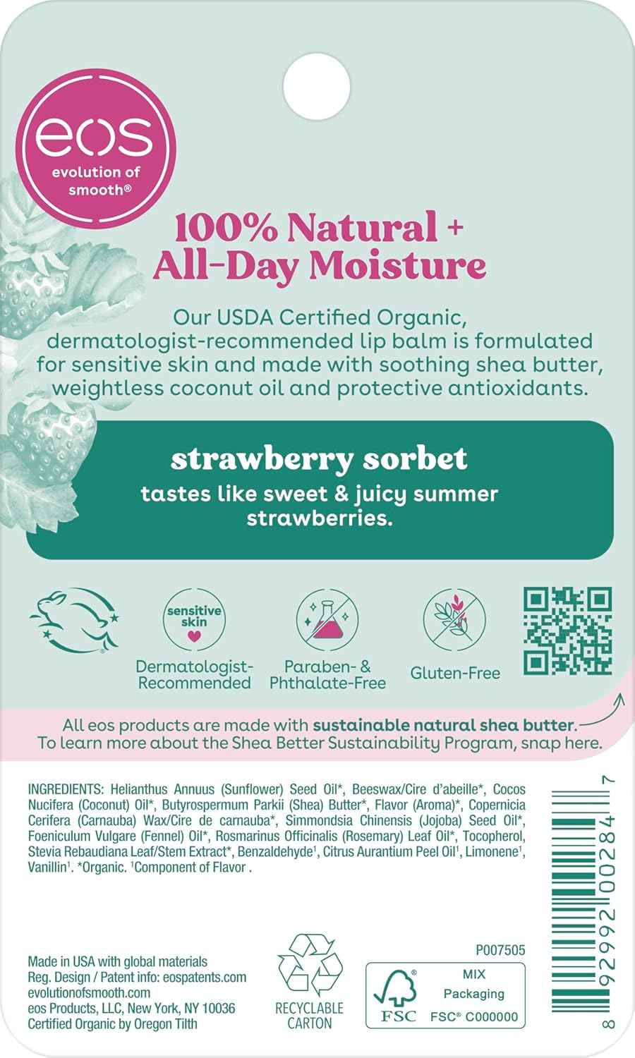 eos Organic Lip Balm Sphere – Mindful Self-Care Lip Hydration for Your Bath and Bedtime Routine