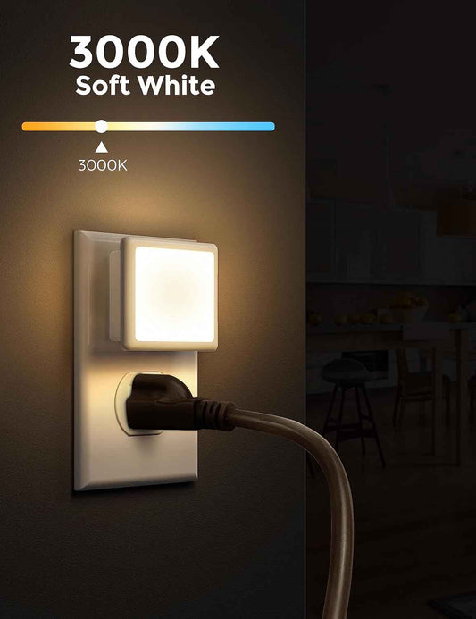 L LOHAS LED Night Light – Flameless Glow for Kids Bedroom and Bathroom, Dusk-to-Dawn Sensor for Safer Nighttime Navigation