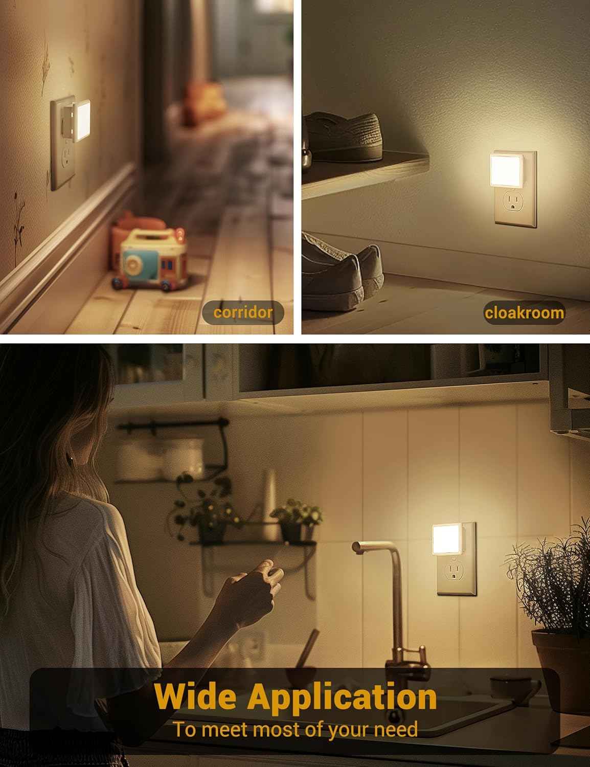 JandCase Night Light Plug into Wall 2 Pack – Low-Profile 0.3W LED for Clean, Clutter-Free Hallways and Bedrooms