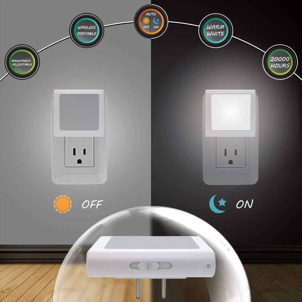 MAZ-TEK Plug in Night Light with Dusk to Dawn Sensor – Fall Prevention Night Light for Elderly Parents, Hallway and Bathroom Safety Light, 2 Pack