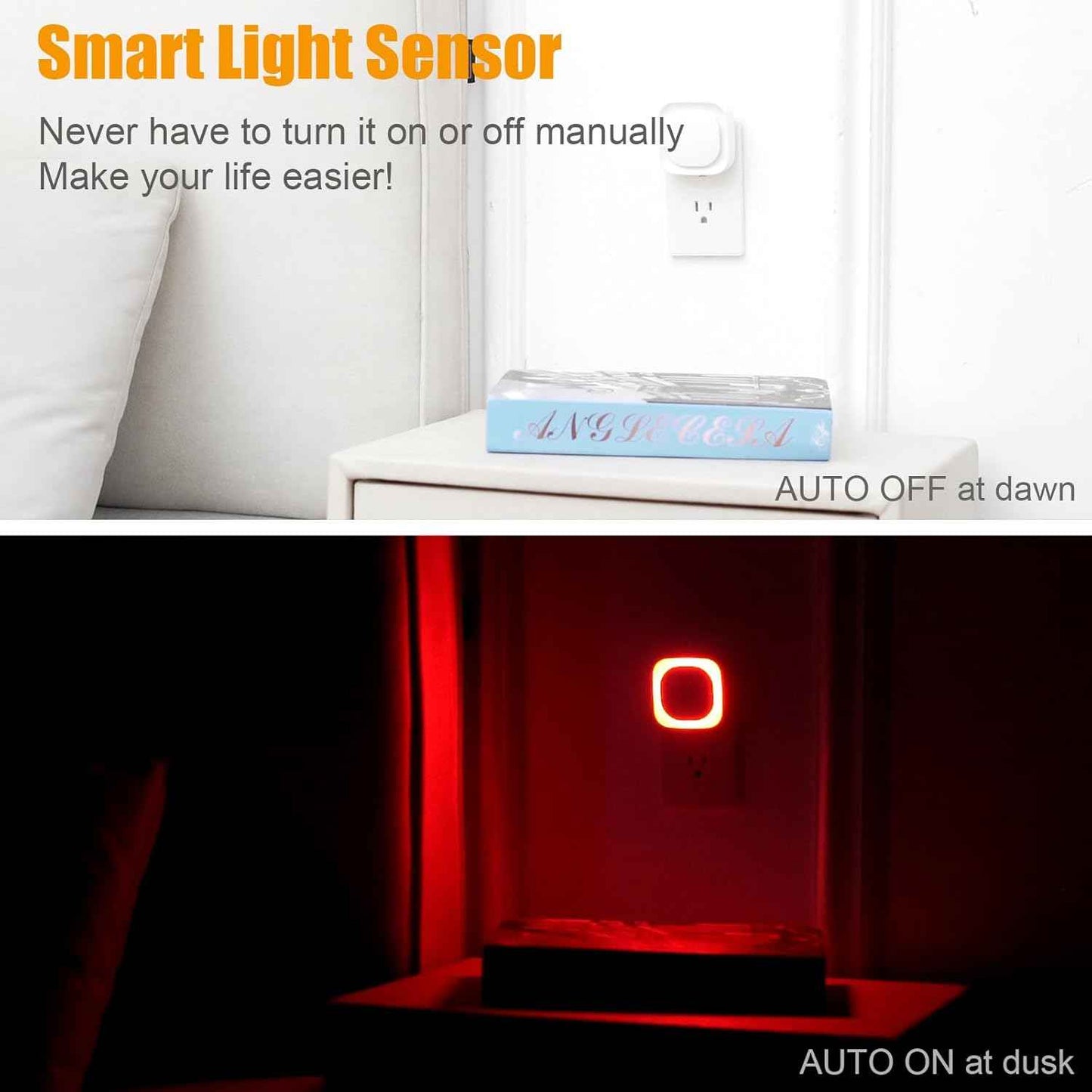 LumiDream LED Night Light for Elderly Parents, Auto Dusk to Dawn Sensor for Hallway and Stairs