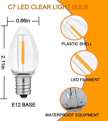 NETEHA C7 LED Bulbs for Cozy Living Room Decor, 2700K Warm White E12 Replacement Bulbs for Indoor String Lights and Mantel Displays