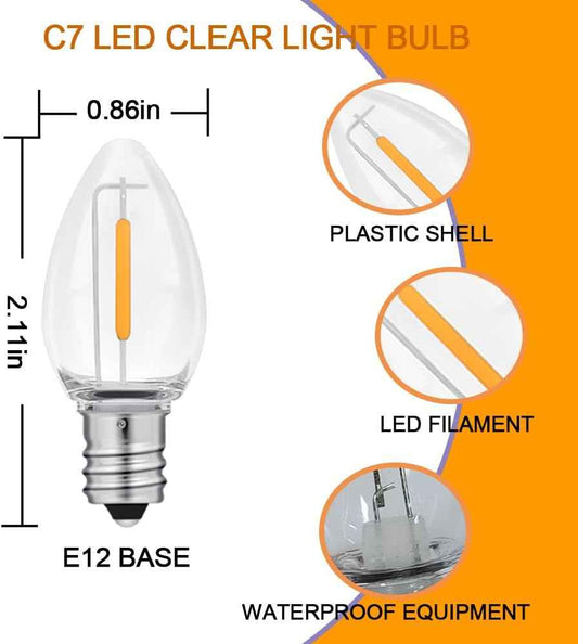 NETEHA C7 LED Bulbs for Cozy Living Room Decor, 2700K Warm White E12 Replacement Bulbs for Indoor String Lights and Mantel Displays