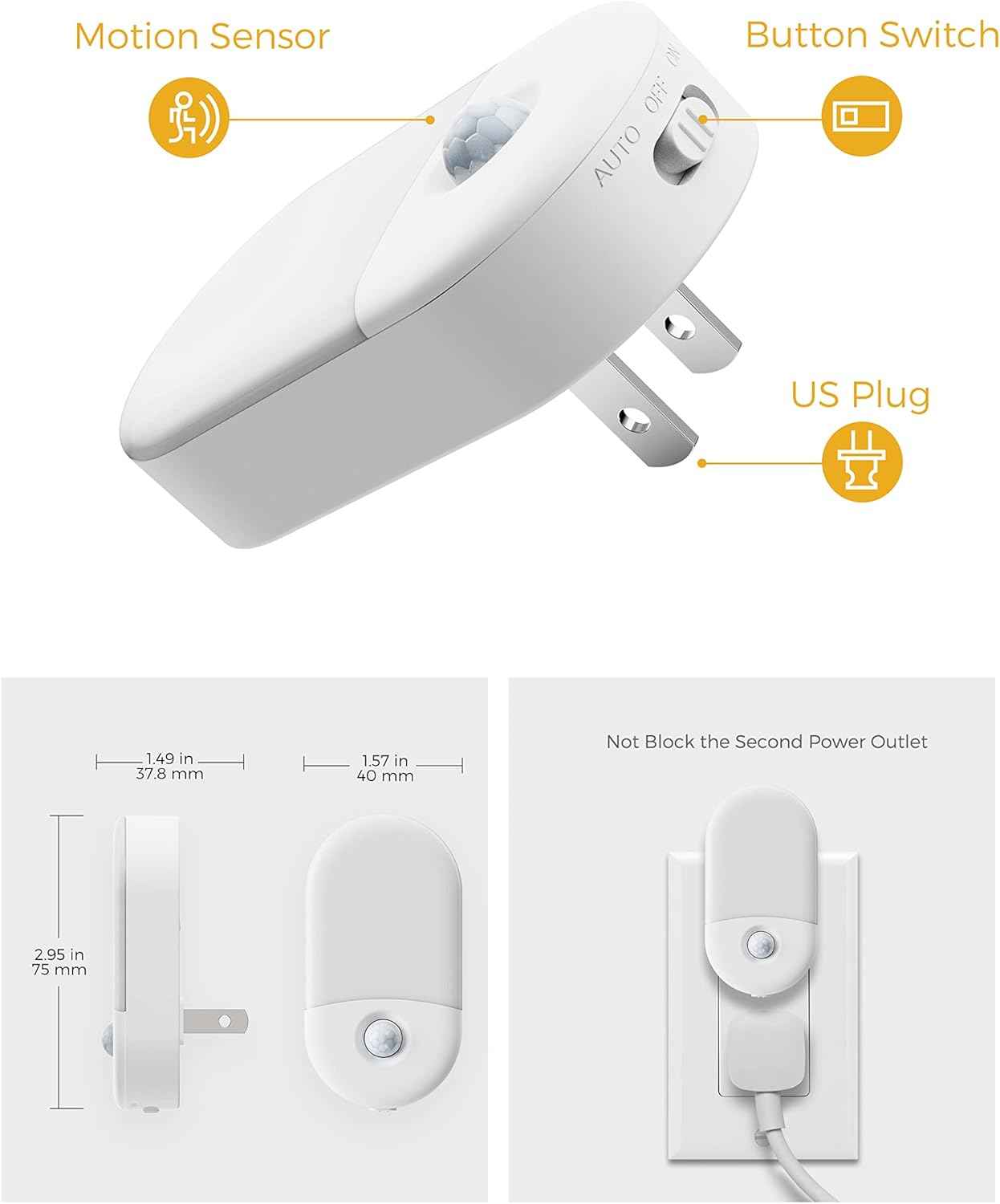 L LOHAS LED Motion Sensor Night Light – Flameless Plug-in Safety Light for Hallways and Stairways, Auto Shutoff 0.6W