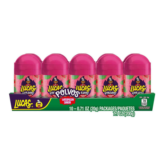 Lucas Powder Watermelon Flavored Candy – Kids' Birthday Party Goody Bag Stuffer, 10 Pack of 0.71oz Bottles