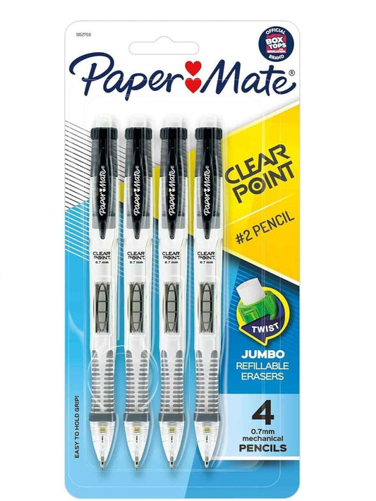 Paper Mate Clearpoint Mechanical Pencils 0.7mm HB #2 for Students and Kids' Study Desks, Standardized Test Ready, 4 Count
