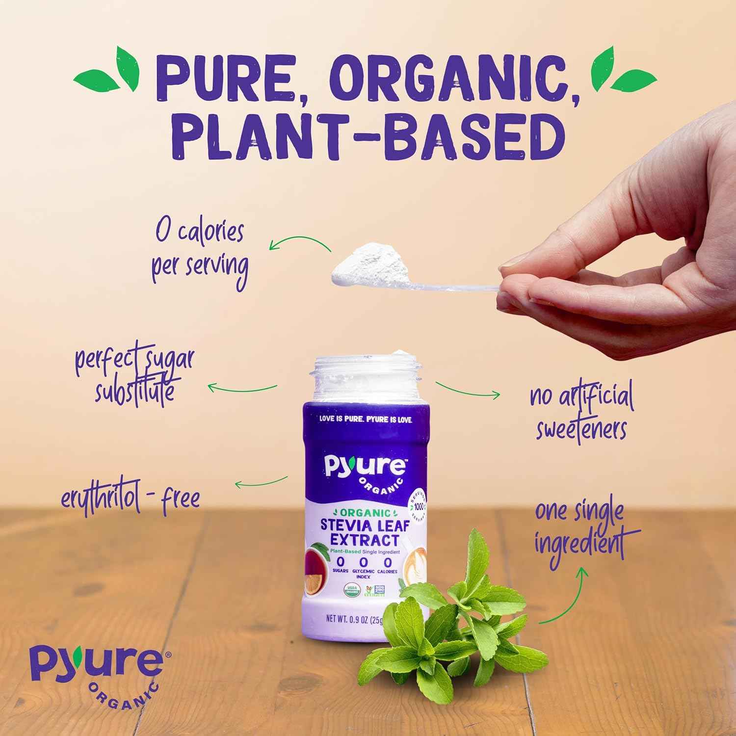 Pyure Organic Stevia Extract Powder – Minimalist Pantry Sweetener, Single-Ingredient Clean Label Design