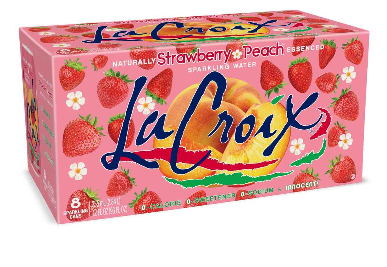 La Croix Strawberry Peach Sparkling Water – Portable Trail Picnic Beverage for Outdoor Dining