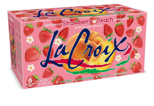 La Croix Strawberry Peach Sparkling Water – Portable Trail Picnic Beverage for Outdoor Dining