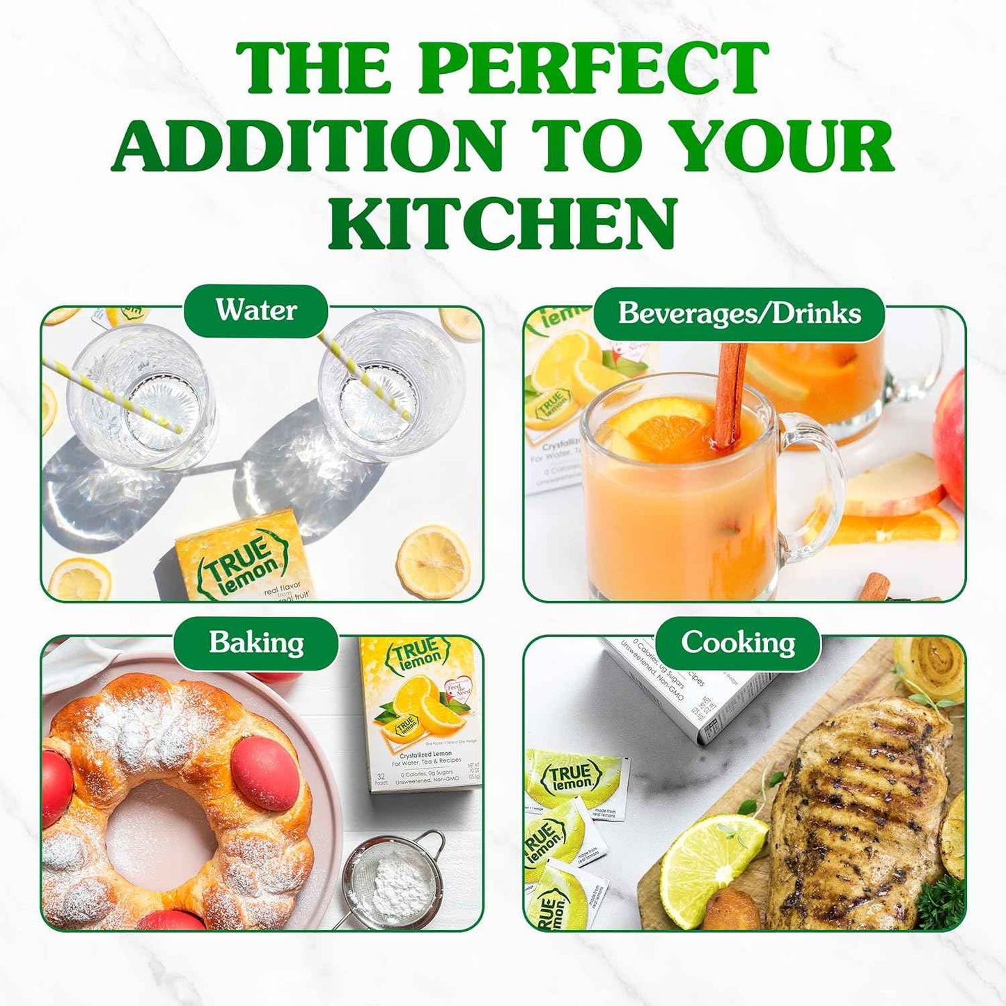 TRUE LEMON Crystalized Lemon Packets – Single-Ingredient Hydration Staple for Clutter-Free Countertops