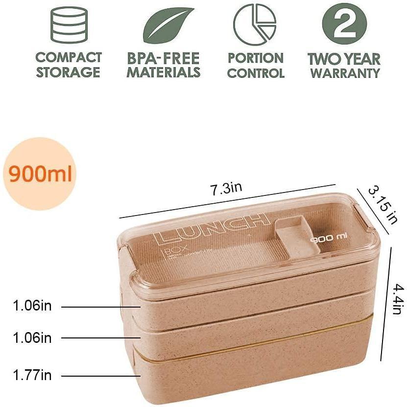 Iteryn_Bento_Adults_Lunch_Box,_Stackable,_3-In-1_Compartment_-_Wheat_Straw,_Leakproof_Eco-Friendly_Meal_Prep_Containers_Tableware