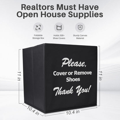 Opret_Large_Shoe_Cover_Box_Black,_Real_Estate_Agent_Supplies,_Disposable_Shoe_Cover_Dispenser_Box_for_Open_House,_Please_Cover_or_Remove_Shoes,_Foldable_Storage_Bin_for_Shoe_Bootie