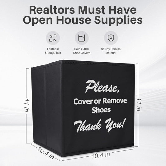 Opret_Large_Shoe_Cover_Box_Black,_Real_Estate_Agent_Supplies,_Disposable_Shoe_Cover_Dispenser_Box_for_Open_House,_Please_Cover_or_Remove_Shoes,_Foldable_Storage_Bin_for_Shoe_Bootie