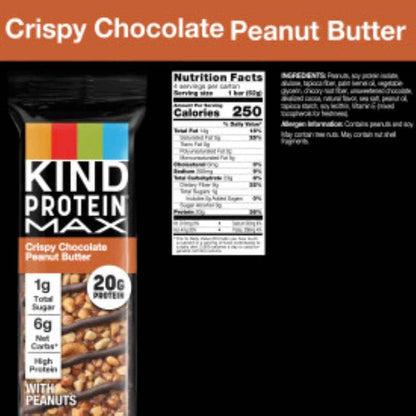 KIND Protein MAX Crispy Chocolate Peanut Butter Bars – Self-Care Snack for Home Wellness Routines, 20g Protein for Mindful Cravings