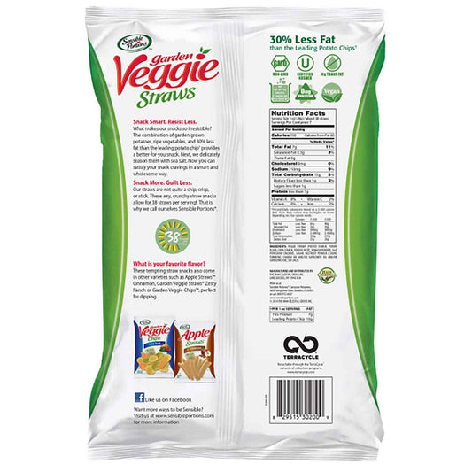 Sensible Portions Garden Veggie Straws – Guilt-Free Pantry Snack for Mindful Eaters, 30% Less Fat