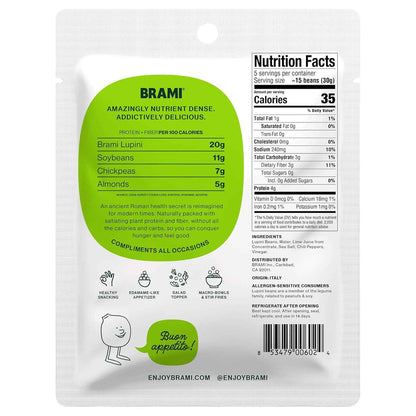 BRAMI Chili & Lime Lupini Bean Snack – Lunch Box Add-On for Plant-Based Kids and Adults, 7g Plant Protein