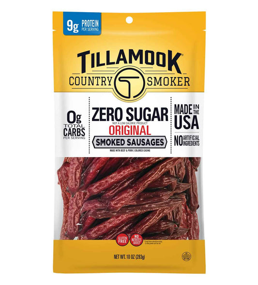 Tillamook Country Smoker Zero Sugar Sausage Sticks – Low-Carb Afternoon Snack for Mindful Eating and Appetite Control, 10 oz Bag