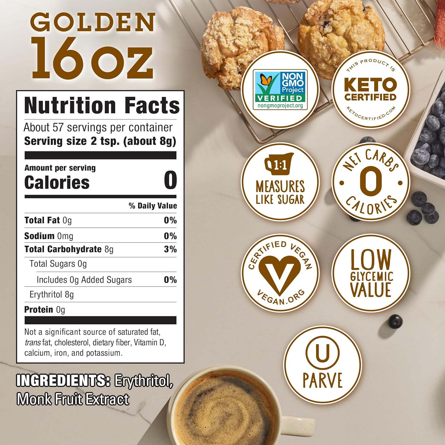 1:1 sugar replacement ratio for drop-in use in recipes
