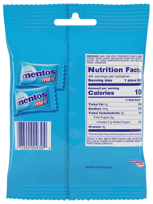 Mentos Chewy Mint Candy for Kids Lunchbox – Gluten Free Individually Wrapped Rolls 40 Pack for Ages 3 and Up