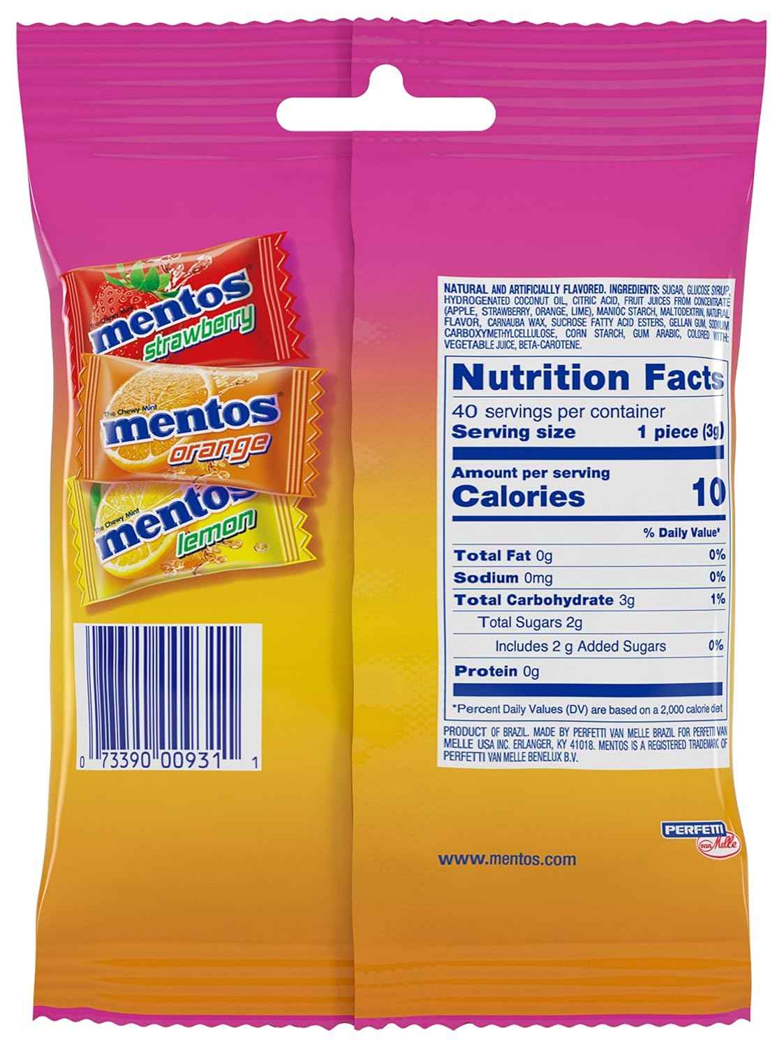 Mentos Chewy Mint Candy Fruit Rolls – Office Desk Drawer and Conference Room Bowl Refills for Midday Focus Breaks