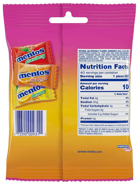 Mentos Chewy Mint Candy Fruit Rolls – Office Desk Drawer and Conference Room Bowl Refills for Midday Focus Breaks