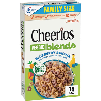 Cheerios Veggie Blends Blueberry Banana Cereal – Toddler-Friendly Gluten Free Cereal for the Breakfast Table and Playdate Snack Bowl