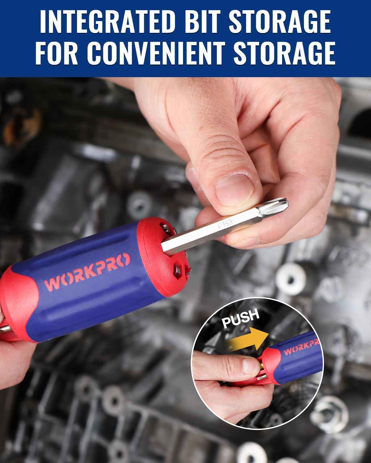 WORKPRO 12-in-1 Ratcheting Screwdriver – Camping Toolkit Essential for Trail and Camp Repairs