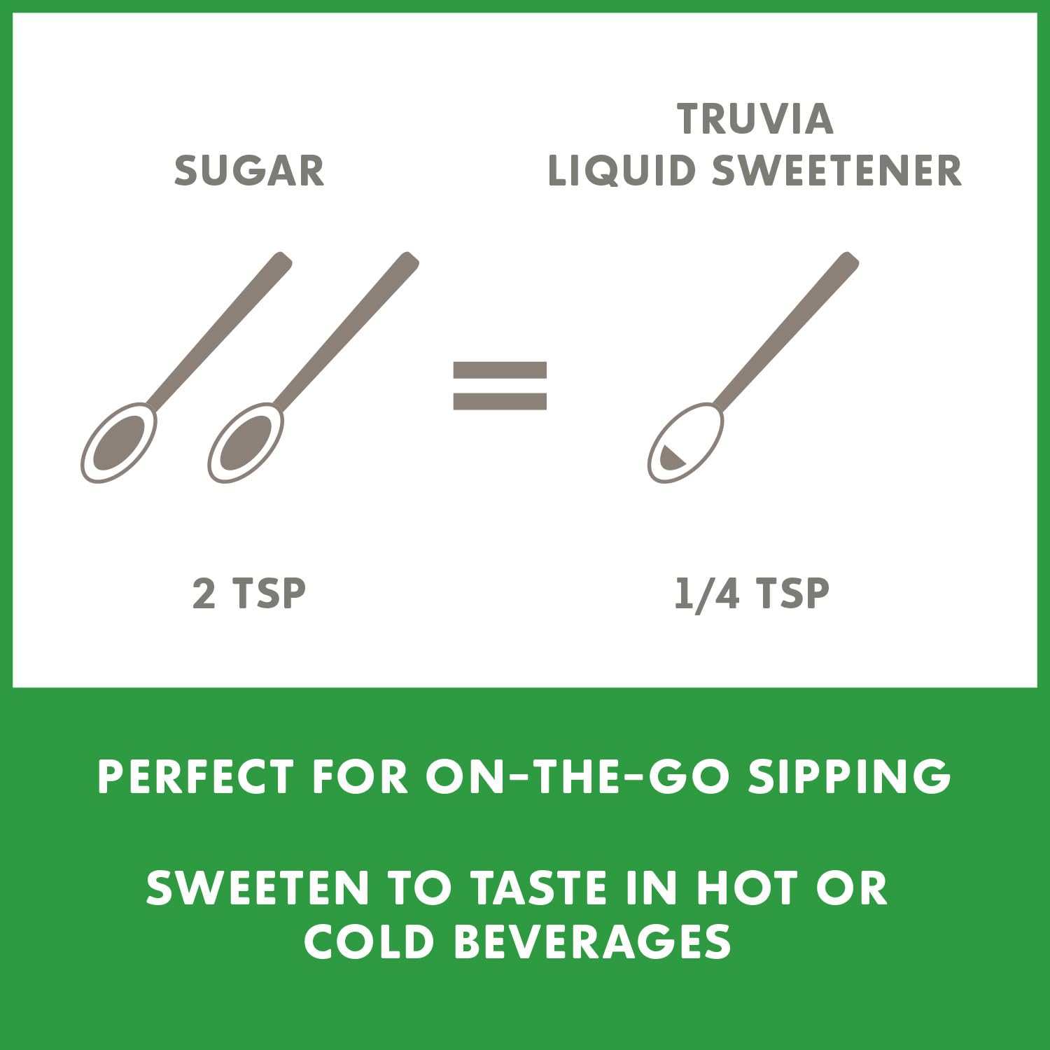 1/4 teaspoon serving size equating to 2 teaspoons of sugar sweetness