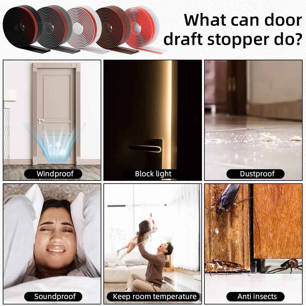 Door Draft Stopper – Minimalist Brown Weather Stripping That Complements Hardwood Floors and Cozy Bedrooms