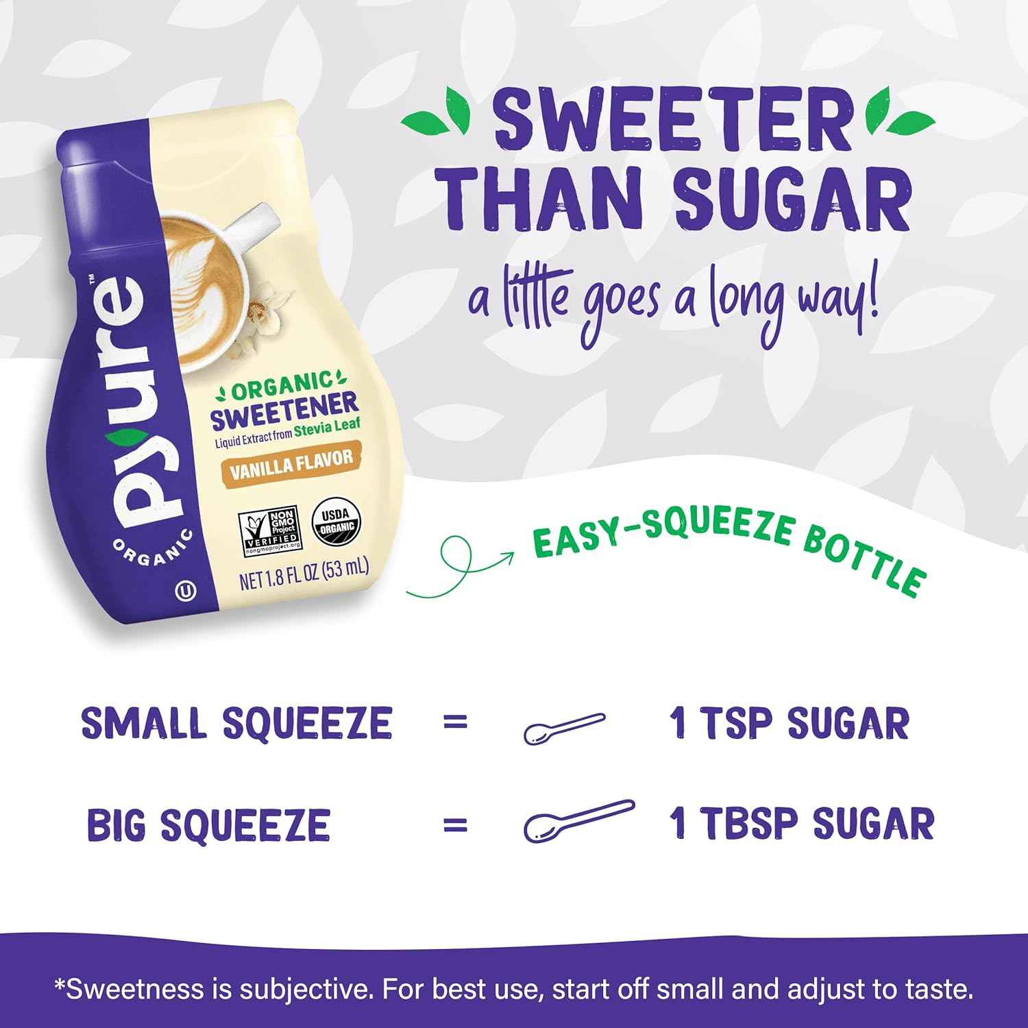 Pyure Organic Vanilla Stevia Drops – Clean Label Sweetener for Clutter-Free Countertops and Simple Brewing