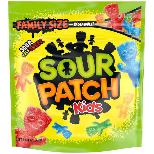 SOUR PATCH KIDS Soft & Chewy Sour Then Sweet Candy, 1.8 lb Family Size Gift Bag for Birthday Party Hosts and Holiday Stocking Stuffers