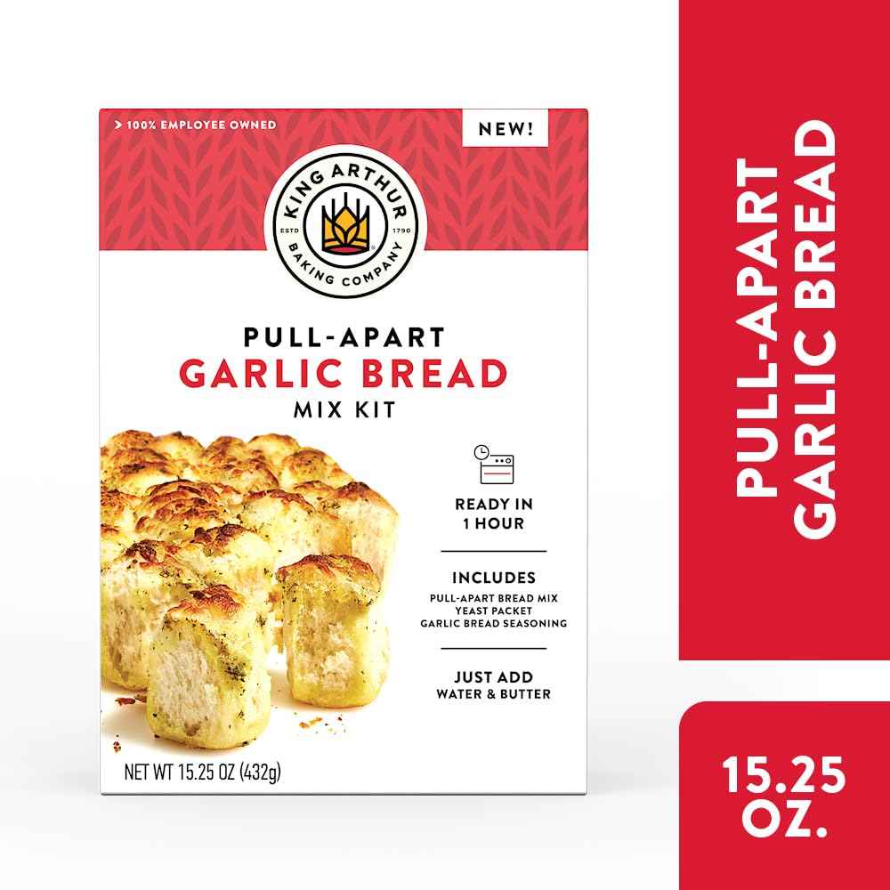 King Arthur Baking Company Pull-Apart Garlic Bread Mix Kit – Quick Weeknight Pasta Side for Busy Home Cooks