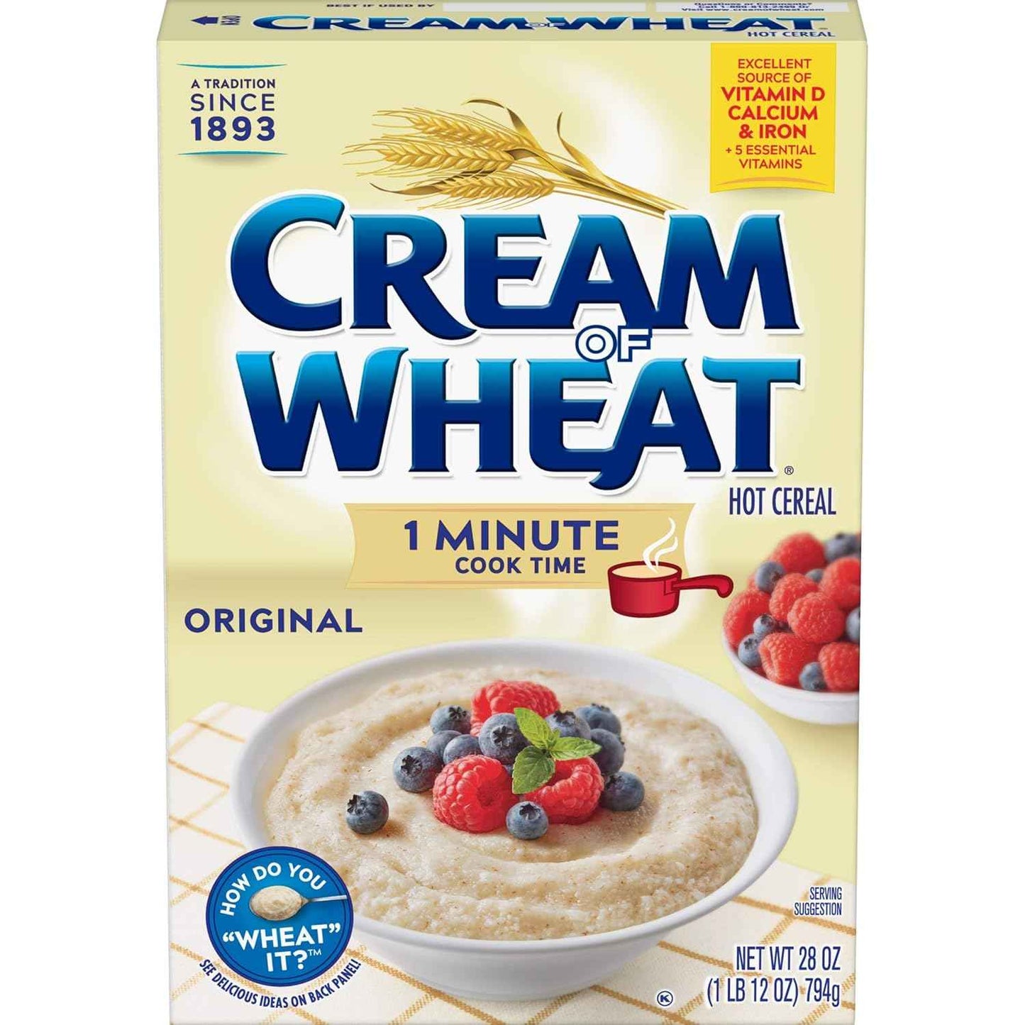Cream of Wheat Original Hot Cereal – 1-Minute Microwave Hot Cereal for the Office Break Room Morning