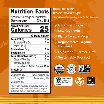 Big Tree Farms Organic Brown Coconut Sugar – Family-Friendly Sweetener for Kid Snack Time, 1 lb