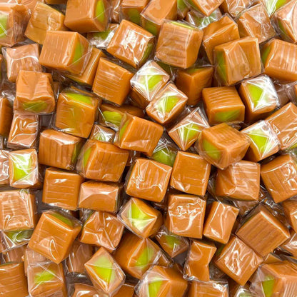 LAETAFOOD Green Apple Caramel Cubes – Housewarming Gift Basket Filler, 75 Individually Wrapped Pieces, 1 lb Bulk Bag