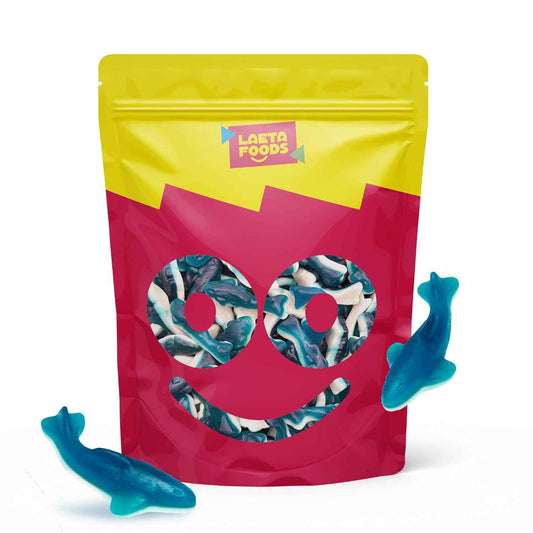 Blue Sharks Gummy Candy – Toddler-Approved Snack for Lunchboxes and Road Trips, Individually Wrapped