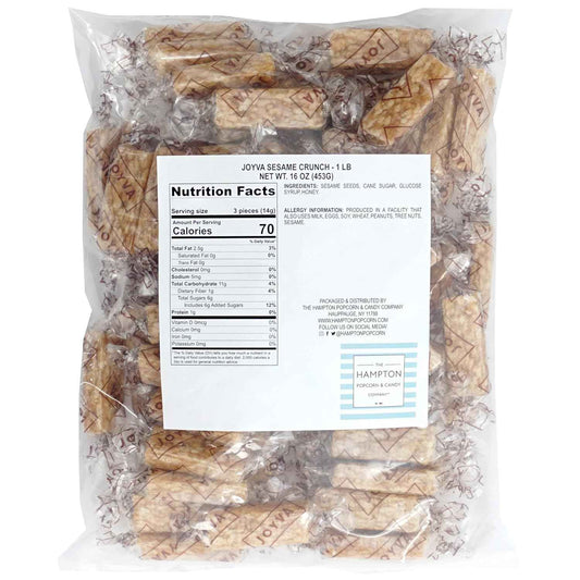 Hampton Popcorn & Candy Company Sesame Crunch Bars, 1 lb Bulk Bag – Honey Sesame Nostalgic Candy Bars for Holiday Stocking Stuffers, Hostess Gifts, and Care Packages