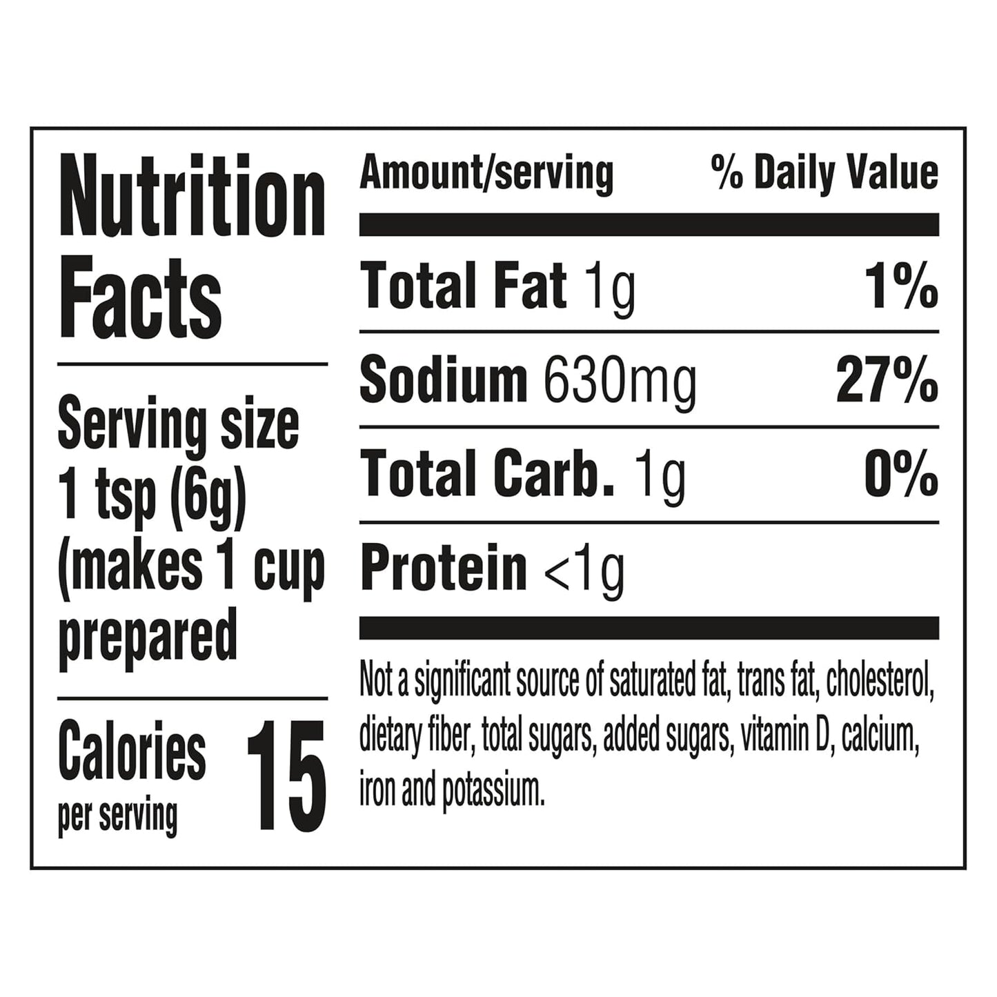 1 teaspoon equivalence equals 1 bouillon cube or 1 cup of prepared stock